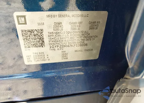 2019 Cadillac Xt4 Premium Luxury z USA, uszkodzony, nr VIN 1GYFZDR47KF138335